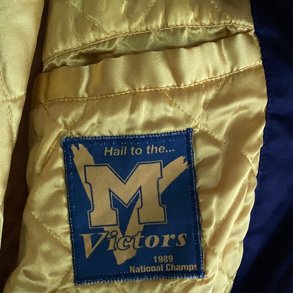 Mitchell & Ness Michigan Letterman Style Blue and Yellow Jacket - Picture 13 of 15